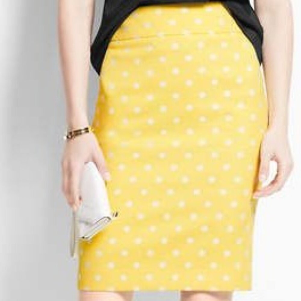 Ann Taylor Yellow Pencil Skirt Knee-Length Casual